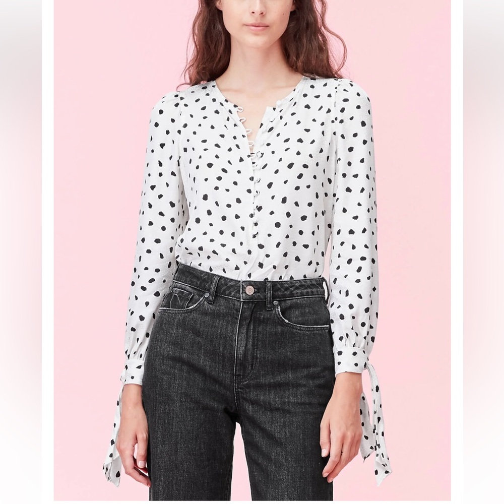 REBECCA TAYLOR NOVA DOT SILK JACQUARD BLOUSE